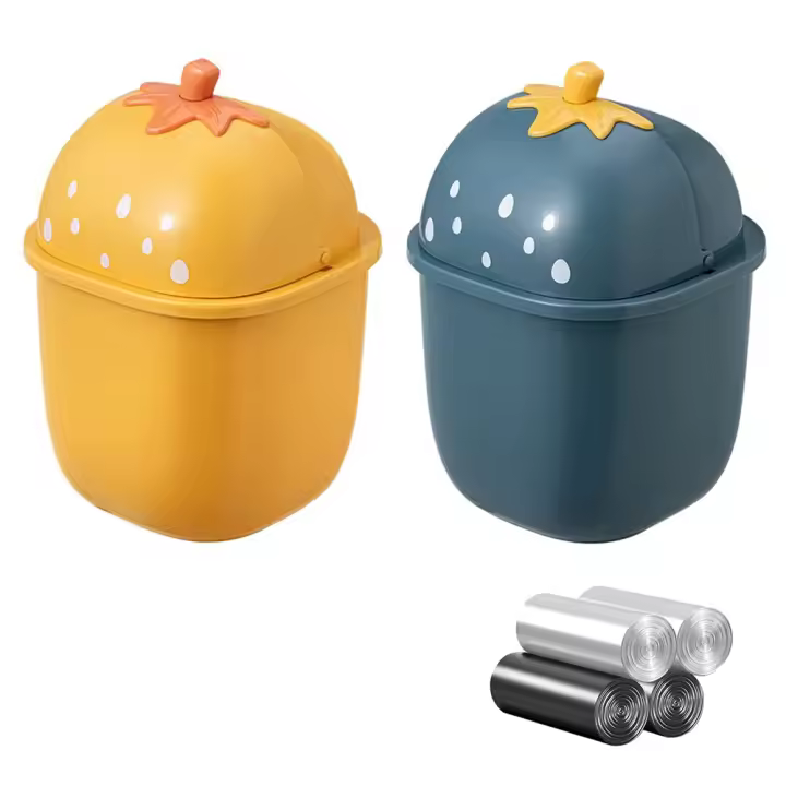 Mini contenedor de 2 piezas, lindas botas de escritorio de fresado, contenedor de oficina con tapa (sin bolsas de basura) - 1
