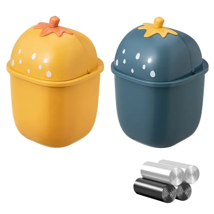 PCS Mini 2 contenedores, lindas botas de escritorio de fresado, contenedor de oficina con tapa (sin bolsas de basura) tapa (sin bolsas) - 1