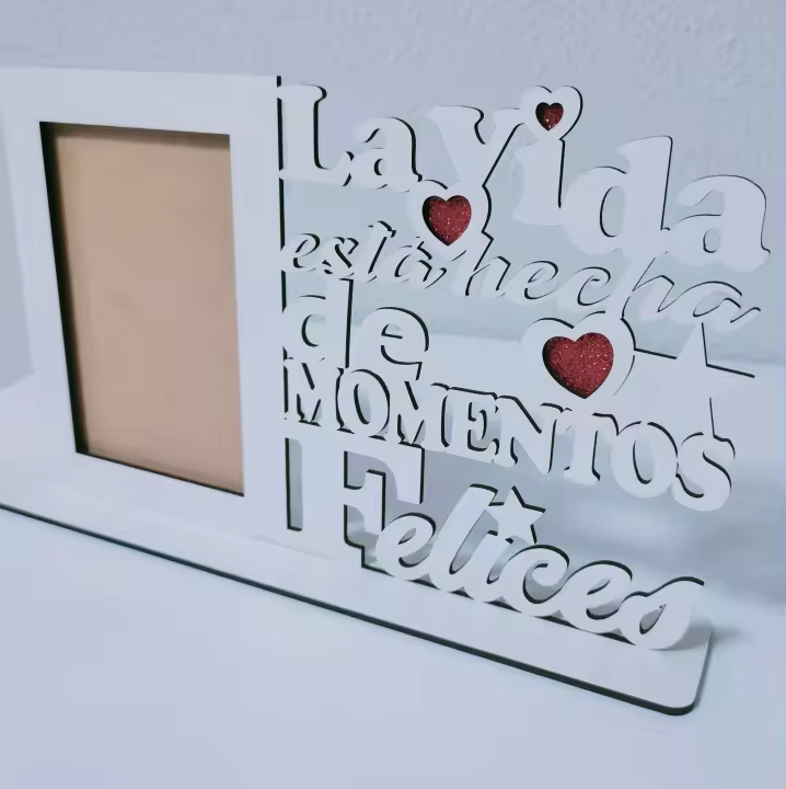 Burningwood Marco de Fotos Personalizados Madera Blanca Frase Motivadora - Regalos Originales para Mujer - Regalos Pareja - Decorativo y Minimalista - 1