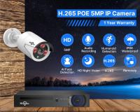 Hiseeu 5MP POE sistema de cámara de seguridad, grabador de video en red de 8CH H.265, detección de humanos AI, visión nocturna HD, impermeable IP66, sin HDD - details 0