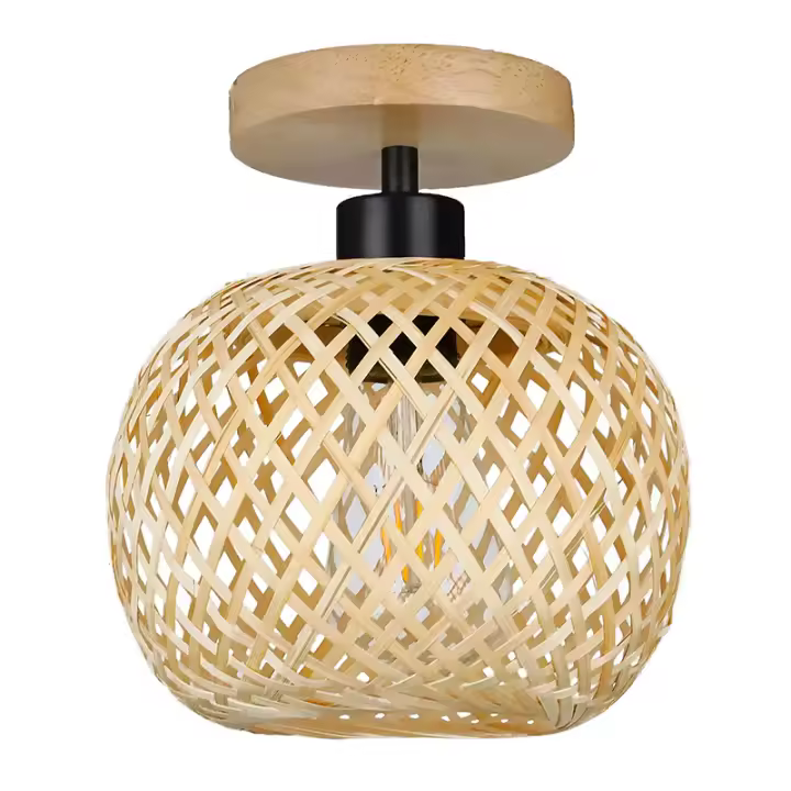 Lámpara Colgante De Bambú Tejida Decorativa Para Pasillo Y Sala De Estar E27 Fuente De Iluminación Moderna Y Retro - 1