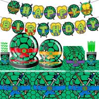 Juego De Utensilios De Fiesta Desechables Temática De Tortuga Ninja Verde Para Niños Cumpleaños Paper Material Sin Químicos Peligrosos - details 0