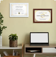 Marco Para Diploma Y Fotos Tamaño A4 Color Blanco De Madera Con Soporte Y Lámina de Metacrilato Para Decoración De Pared O Mesa En Medidas 21x29,7x1 cm Ideal Para Casa u Oficina - details 2