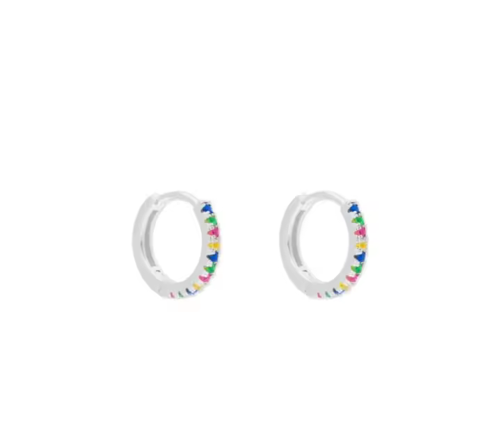 Pendientes de Aro con Circonitas Multicolores, 12 mm, Ref: CHP151923 - 1
