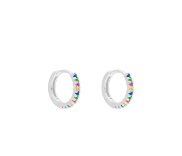 Pendientes de Aro con Circonitas Multicolores, 12 mm, Ref: CHP151923 - 1
