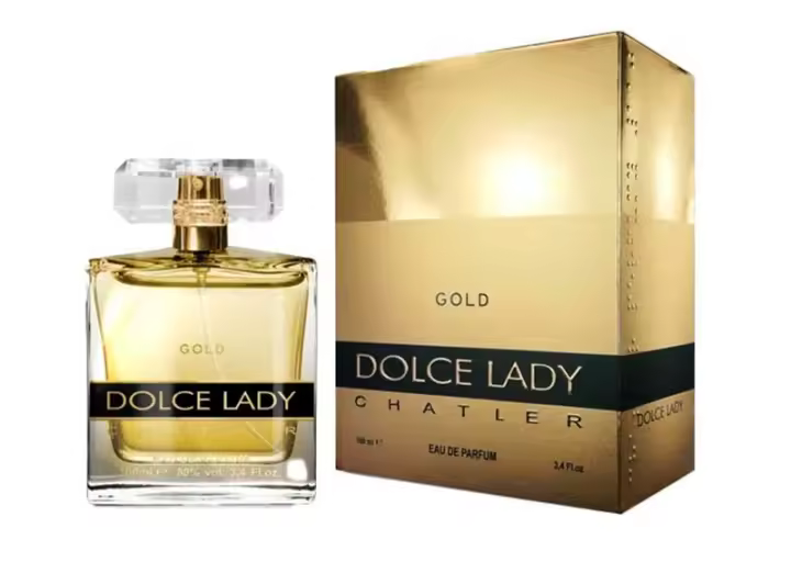 EAU DE PARFUM DOLCE LADY GOLD WOMAN 100ML------SUPERTOP VENTAS----MARCA CHATLER----DURACIÓN LARGA 8 HORAS - 1