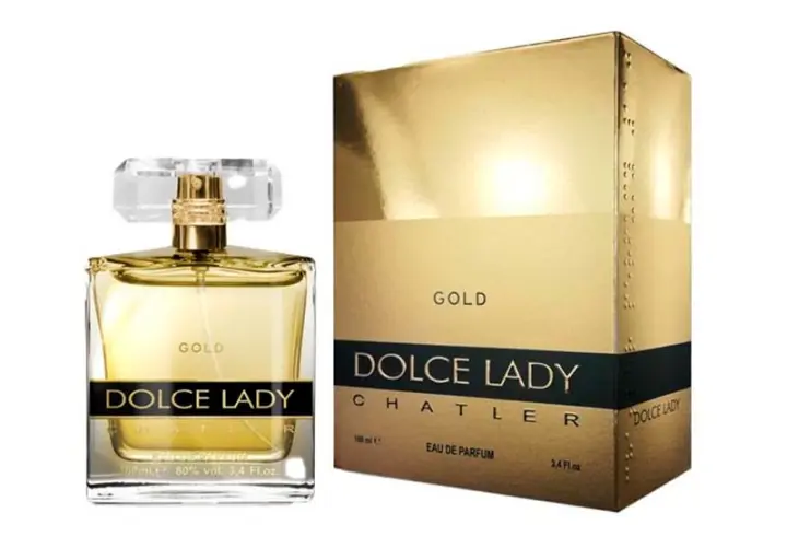 EAU DE PARFUM DOLCE LADY GOLD WOMAN 100ML------SUPERTOP VENTAS----MARCA CHATLER----DURACIÓN LARGA 8 HORAS - 1