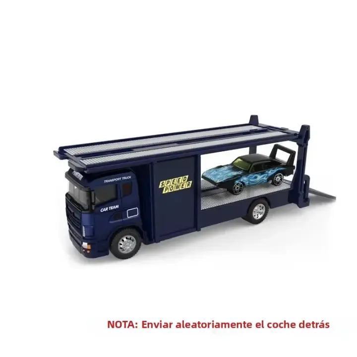 Modelo De Camión De Contenedor 1:64 Para Niños Juguetes De Metal Con Puertas Abiertas Y Función Retroceso Vehículos De Transporte Plataforma Plana Regalos Para Niños - 1