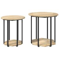 Mesa auxiliar vidaXL de 2 piezas de madera de roble Sonoma y metal - details 1
