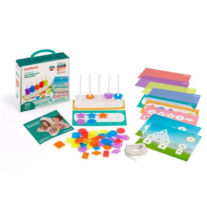 MINILAND JUEGO ABACO FIGURAS TRANSLUCIDAS MESA DE LUZ MATEMATICAS 8x23x24 Cms. - 1