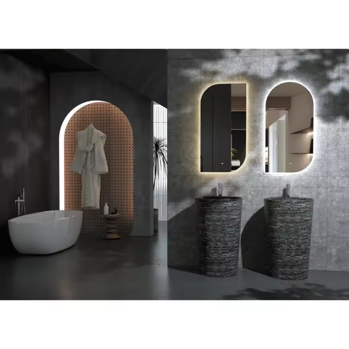 IMEX - Espejo Baño con Luz  Espejo de Baño Grande  Espejo LED Antivaho  Espejo de Pared Decorativo 110x60cm  Serie Gales  Color Cromo - 1