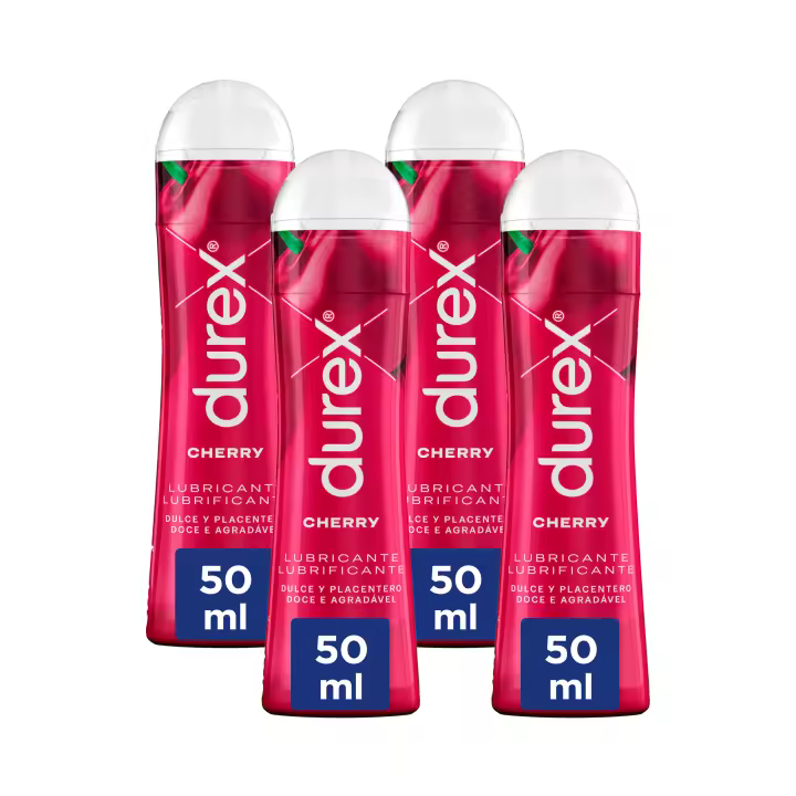 Durex - Lote Set 4x Lubricantes Sabor Cherry 50ml, Dulce y Placentero, Sexo Seguro - 1