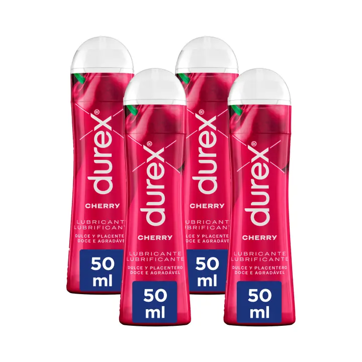 Durex - Lote Set 4x Lubricantes Sabor Cherry 50ml, Dulce y Placentero, Sexo Seguro - 1