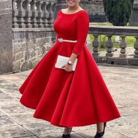 Vestido De Lujo Para Mujer Con Cuello Redondo Manga Larga Cinturado A-Linea Hasta El Tobillo Elegante Vestido De Cumpleaños - details 42