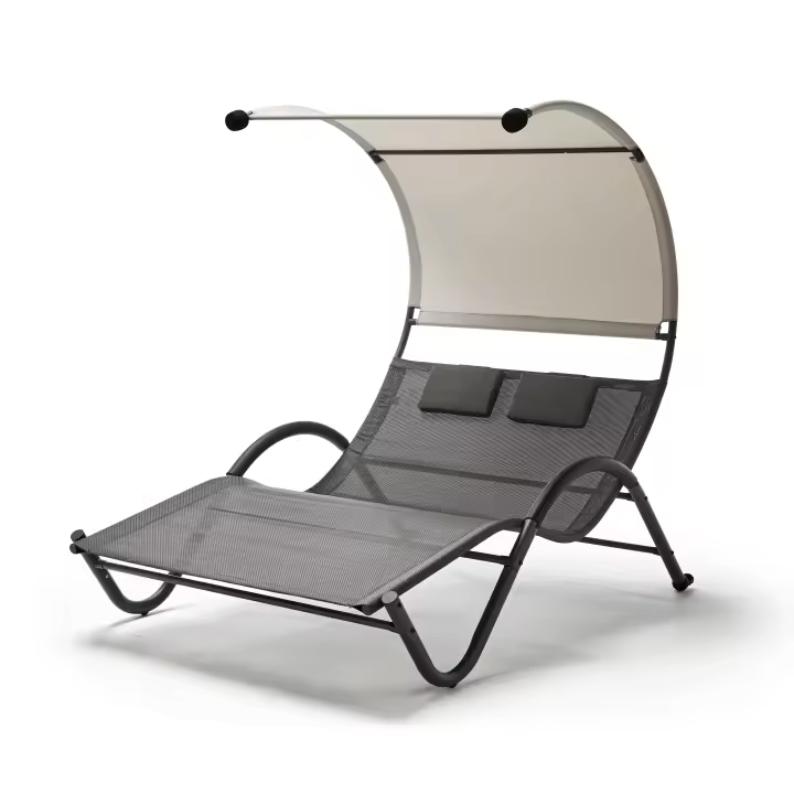 KG KITGARDEN - Tumbona Jardín 2 plazas, 182x133x197cm, Gris - 1