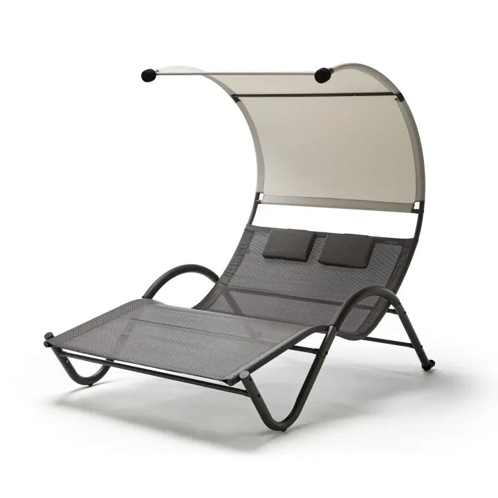 KG KITGARDEN - Tumbona Jardín 2 plazas, 182x133x197cm, Gris - 1