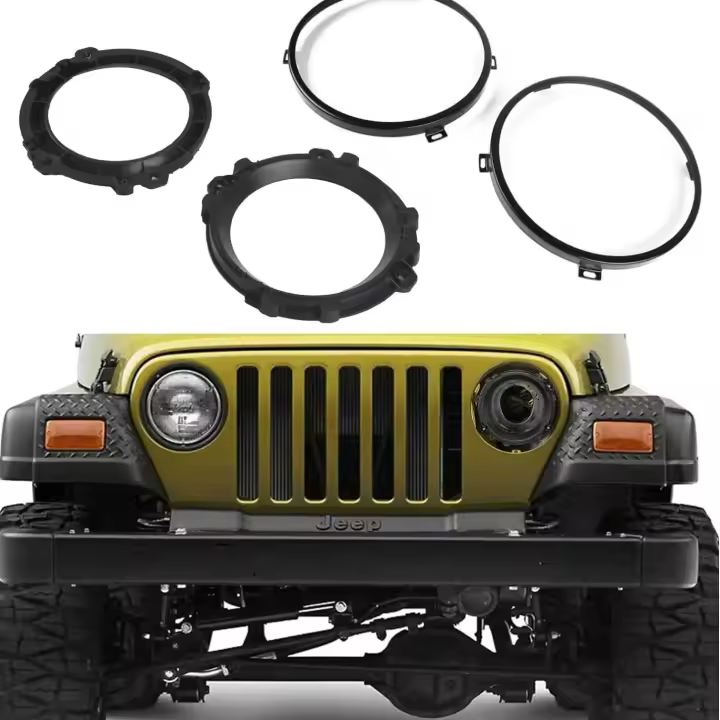 Juego De Bajadas De Faros Redondos De 7 Pulgadas Para Jeep Wrangler JK 2007-2017 Soporte Metálico De Anillo Para Luz Accesorios De Automóvil - 1