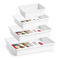 X-Set de 4 Bandejas Organizadoras Multifuncionales para Nevera en Plástico Reutilizable, Contenedores Rectangulares para Almacenamiento, Juego de Bandejas para Refrigerador en Blanco 890 ml, 1.65 l, 3 l y 4 l, Ideal para Mantener Alimentos Frescos - details 2
