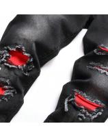 Nuevos Jeans De Otoño 2025 Con Agujeros Y Patchwork Estilo Slim Para Hombre Tejido De Denuim Midweight Cierre De Cremallera - details 3