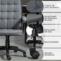 Vinsetto Silla de Oficina Silla de Escritorio Giratorio con Altura Ajustable y Reposabrazos Estilo Moderno Carga 120 kg para Estudio 59x63x96-105,5 cm Gris Oscuro - details 4
