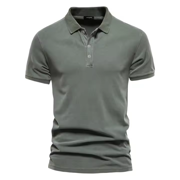 Camisas Polo Para Hombre AIOPEON 100% Algodón Color Sólido Casual Manga Corta Torndown Estilo Callejero Moda Primavera Verano - 1