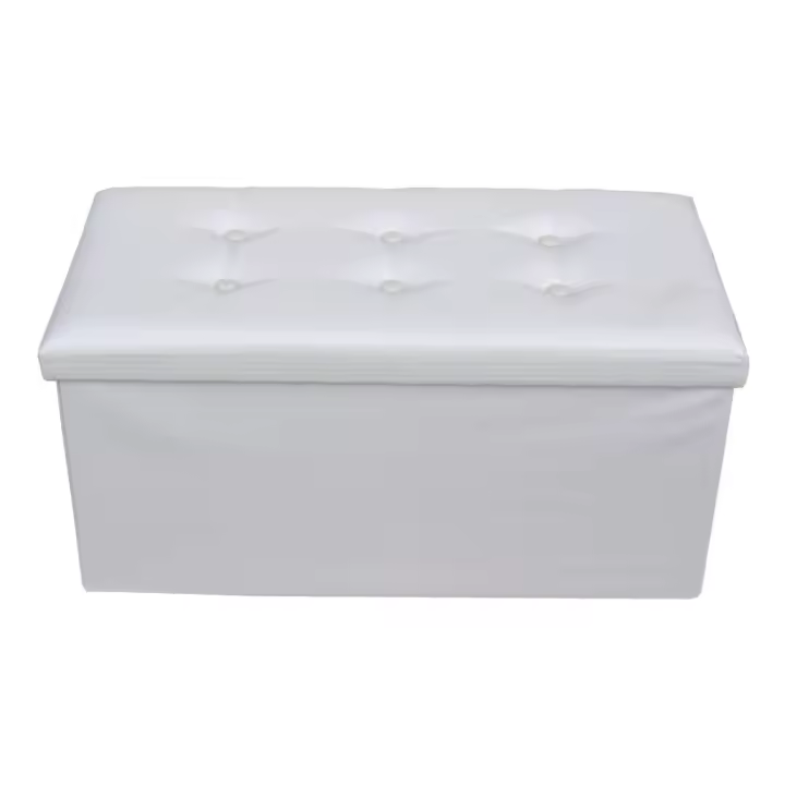 Rebecca Muebles Baúl Asiento Puff plegable Reposapies Blanco 38x76x38 - 1