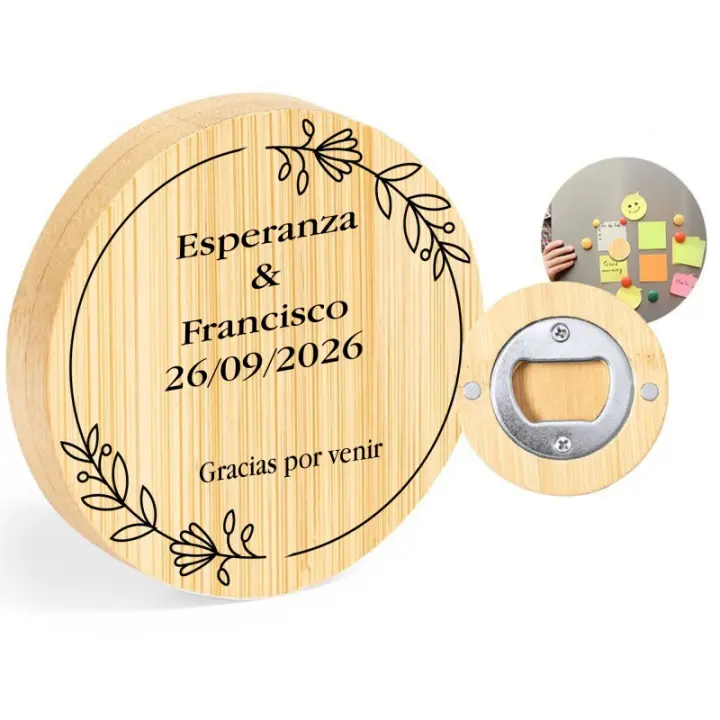 Lote de abridor con imán - Con nombre y fecha de evento - Obsequios y detalles para bodas, comuniones y bautizos - 1