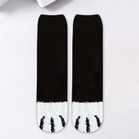 Calcetines De Piel Suave Para Mujer Invierno Caloroso Con Diseño De Pata De Gato Y Huella Dactilar Calcetines De Poliéster Talla Única Para Uso Doméstico Y Dormir - details 4