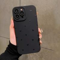 Funda De Teléfono Corazón Negro Para iPhone 14 13 11 15 pro Max 12 Mini XS XR X 8 7 plus SE 2022 14Pro 13Pro Mate Cubierta Suave Compatible Con Apple - details 2