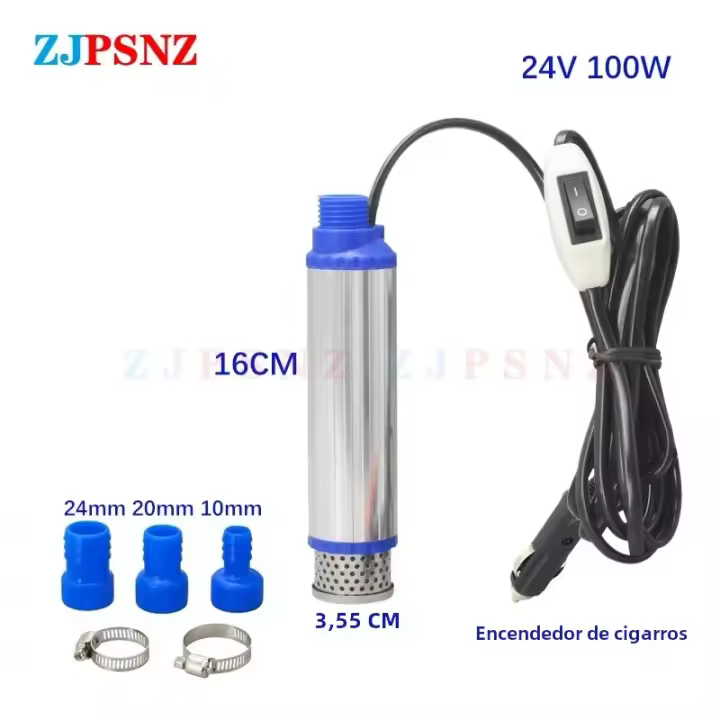 Bomba Eléctrica Portátil Para Coche 260W 12/24V Para Diesel Aceite Agua Vino Transferencia Camping Pesca Motor Submersible 180W 100W Azul - 1