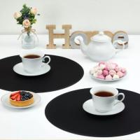Juego De Tapetes Redondos Para Mesa De Café En Cuero Sintético Negro Lujo Accesorios Para Cocina Decoración Navideña Estilo Americano - details 6