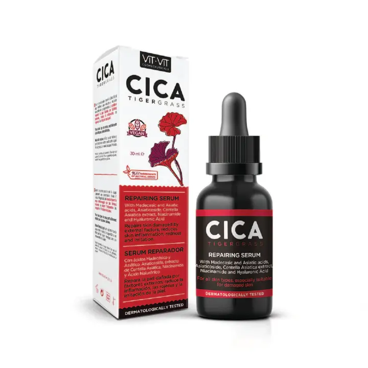 Serum Reparador Cica con Acido Hualurónico y Niacinamida, Serum Hidratante que regenera la piel dañada y reduce las rojeces. Serum vegano 30 ml Vit Vit Cosmetics Vit Vit Cosmeceuticals - 1
