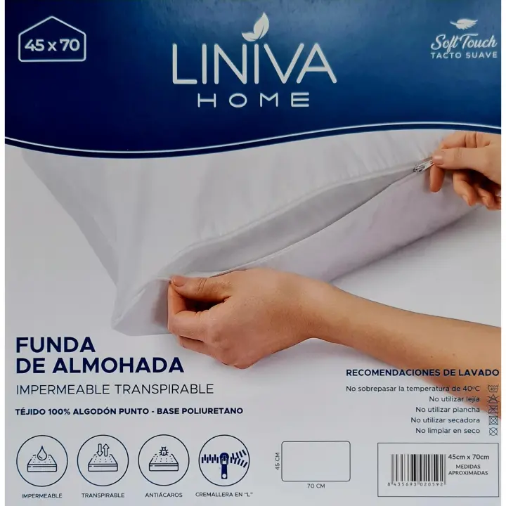 JIMENÉZ HOME - Pack 2 Funda de Almohada Impermeable 100% Algodón Extra Suave - Protector de Almohada Transpirable Anti-ácaros Antibacteriano E Hipoalérgico - 1
