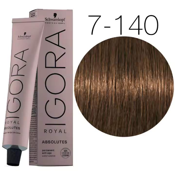 Schwarzkopf IGORA Royal Absolutes 7-140 Rubio Medio Ceniza Beige Cuidado del Cabello 60 ml - 1