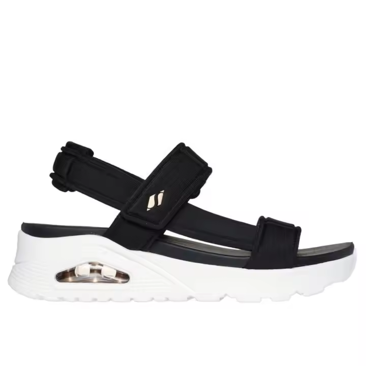 Sandalia Mujer Skechers UNO SANDAL Tejido Negro Velcro - 1
