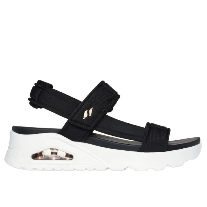 Sandalia Mujer Skechers UNO SANDAL Tejido Negro Velcro - 1