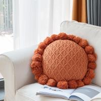 Almohada de bola de grasa extraíble y lavable de lana redonda tejida a mano, cojín para acampar en casa de familia - details 5
