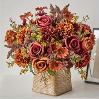 1pc Arreglo De Flores Artificiales Rosa Hiedra Esterilla Girasol Para Decoración De Interiores Y Fiestas En Casa - details 0