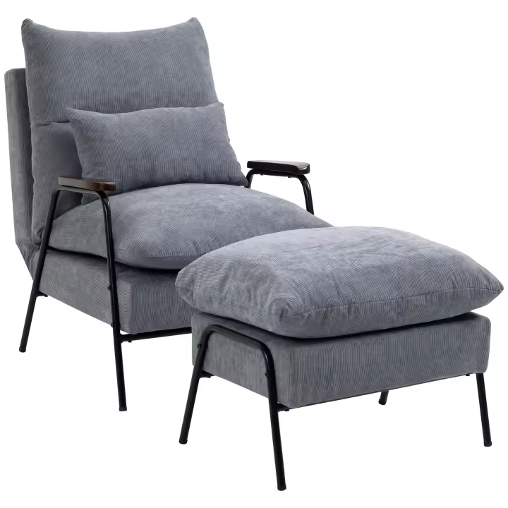 Taburete Reclinable Silla TV Respaldo Ajustable Silla Otomano - 1