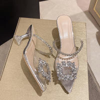 Sandalias Elegantes De Tacón Alto Para Mujer Con Diamantes Transparentes Y Punta Puntiaguda Moda Verano Cómodas Para Fiestas - details 9