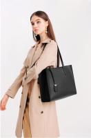 Bolso de mano para mujer, bolso grande de piel suave, bolso de hombro sencillo con cremallera para la escuela, el trabajo y el ocio (Negro) - details 1