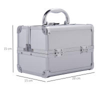 HOMCOM Maletín Maquillaje Profesional Estuche de Cosmético Portátil con Bandejas de 3 Niveles y Espejo 2 Llaves para Joyero Manicura Viaje 20x15x15 cm - details 2