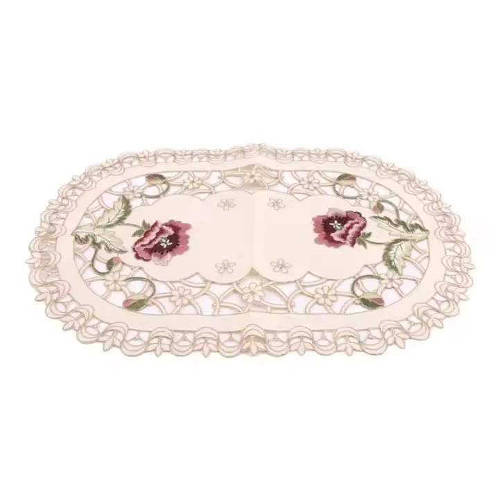 Mantel De Moda Bordado Oval Para Bodas Y Fiestas Cubierta De Mesa Nórdica Para Té Y Café Decoración Del Hogar Material Poliéster/Celulosa - 1