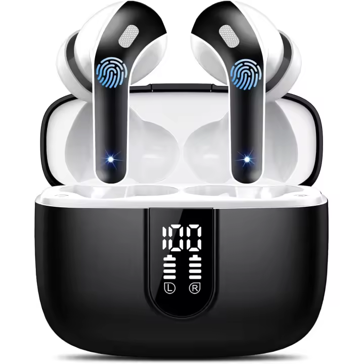 Auriculares Bluetooth, Auriculares Bluetooth 5,3, 4 Mic con Reducción de Ruido ENC, 50H con Graves, Cascos Inalambricos Bluetooth IP7 Impermeable, Carga rápida USB-C, Ajuste Cómodo - 1