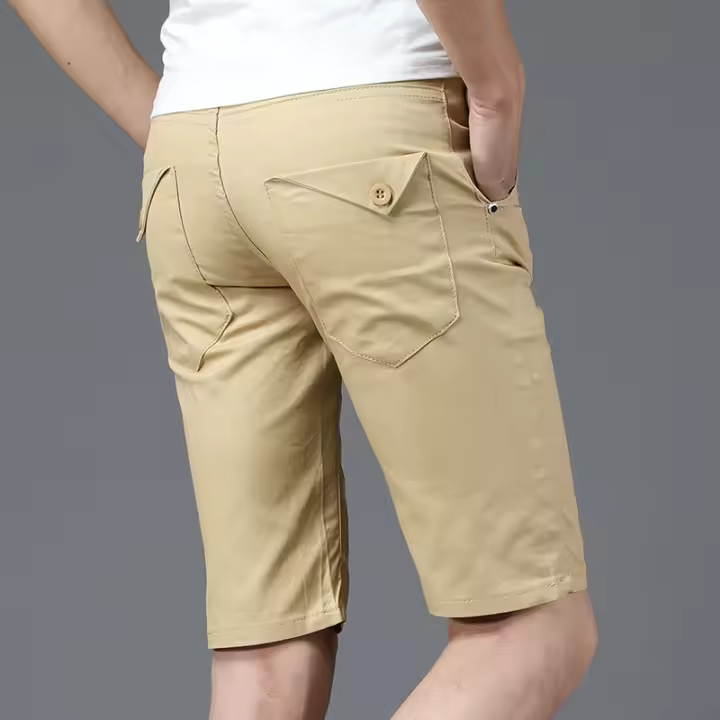 Shorts Casuales Para Hombre Verano 2024 Pantalones Con Gran Bolsillo Estilo Recto Slim De Rodilla Para Playa Moda Casual - 1