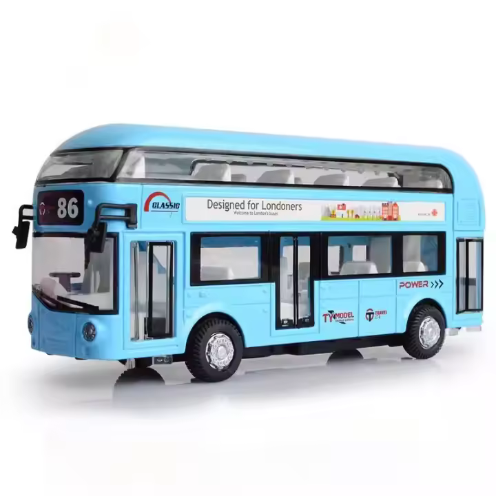 Modelo De Autobús De Doble Piso 1/36 En Aleación De Metal Con Sonido Y Luz Regalo Para Niños Colección De Juguetes Vintage De Londres - 1