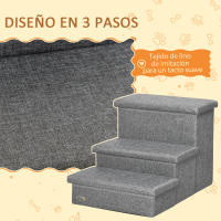 PawHut Escalera para Mascotas de 3 Peldaños Escalones para Perros Gatos con Tapas Abribles y Espacio de Almacenamiento 63,5x42,5x40,5 cm Gris - details 5