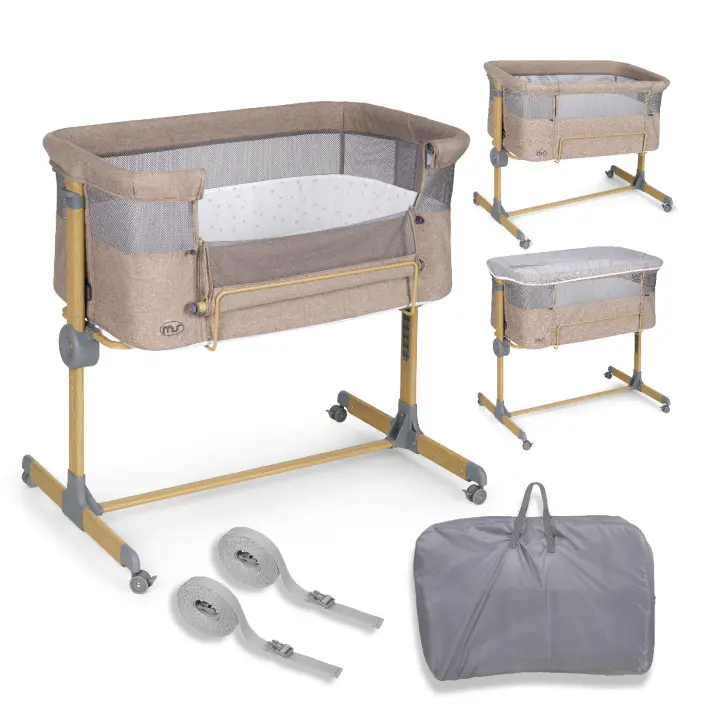 ms Minicuna Colecho Sleepy Simulación Madera- Cuna Colecho Regulable Multialturas, Reclinable - Incluye Mosquitera de Serie ( Con o sin textil) - 1