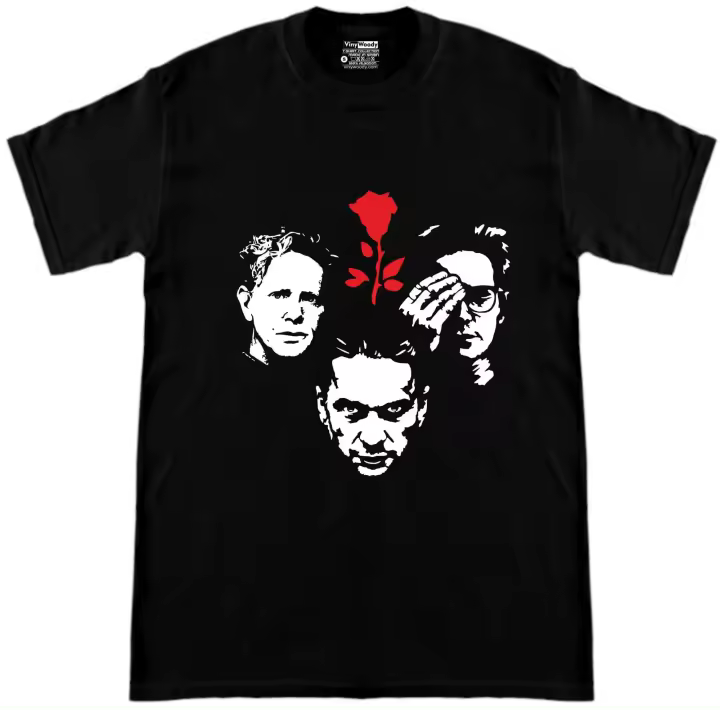 Camiseta Negra Manga Corta Grupo Rock Depeche Algodon Unisex Musica Pop Mode Dave Singer Gahan - 1
