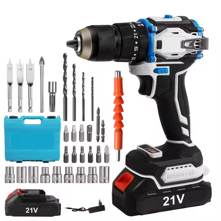 Destornillador inalámbrico de 31 piezas, Brushless taladro eléctrico recargable 70N · M, 2 velocidades, rpm, herramientas multifuncionales, taladro de impacto para batería Makita - 1